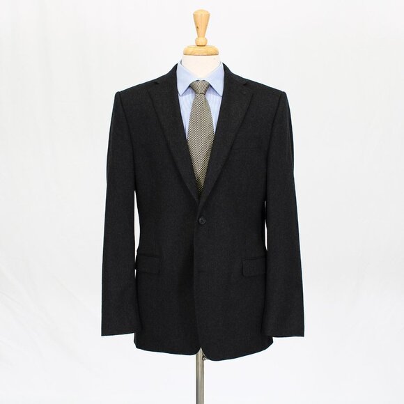 Saks Fifth Avenue 42L Gray Solid 2-Button Sport Coat Blazer Jacket O242